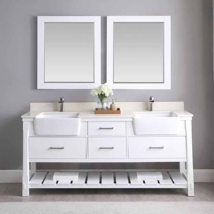 Altair Georgia 72" Double Bathroom Vanity Set with White Farmhouse Basins