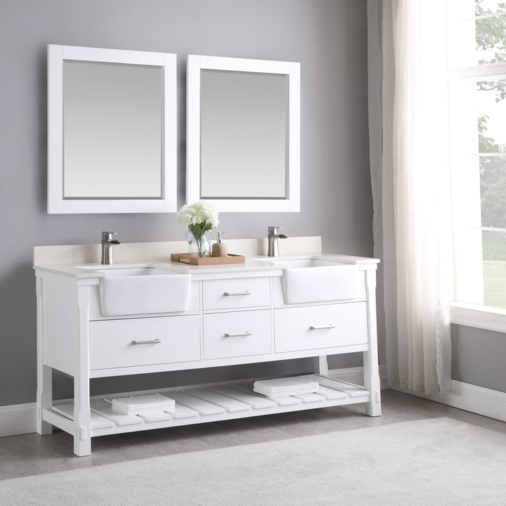 Altair Georgia 72" Double Bathroom Vanity Set with White Farmhouse Basins