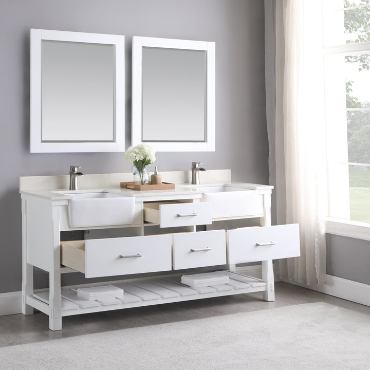 Altair Georgia 72" Double Bathroom Vanity Set with White Farmhouse Basins