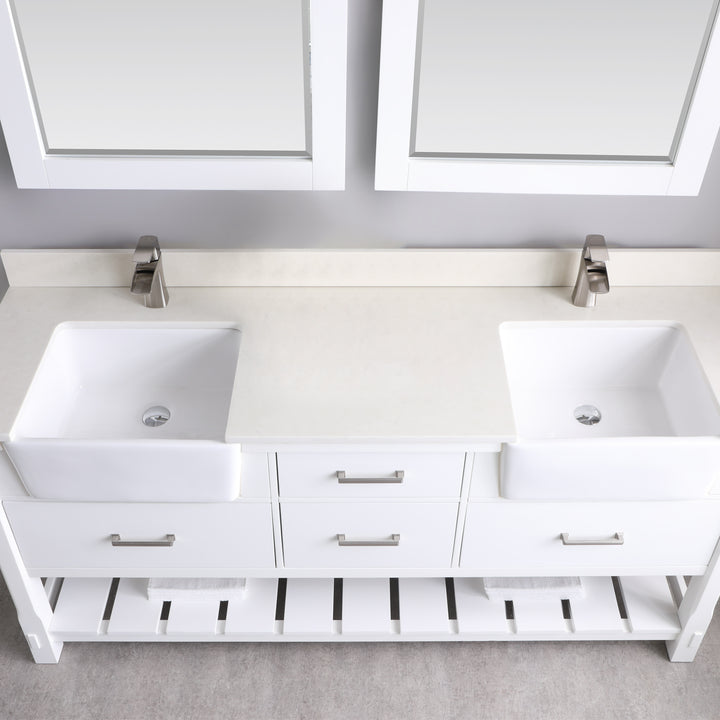 Altair Georgia 72" Double Bathroom Vanity Set with White Farmhouse Basins