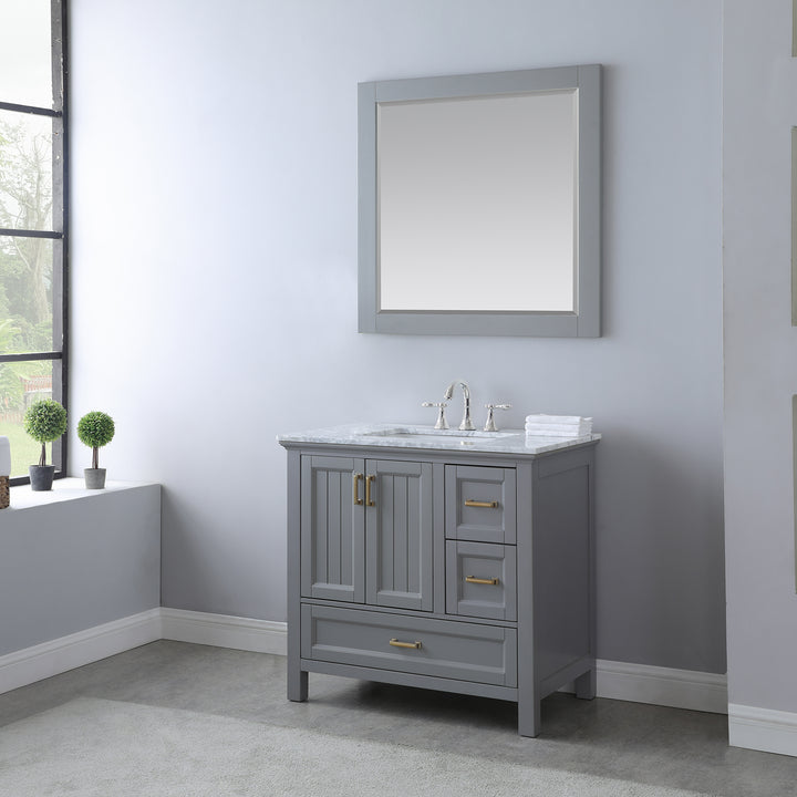 Altair Isla 36" Single Bathroom Vanity Set with Carrara White Marble Countertop