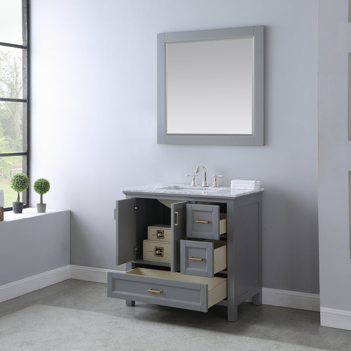 Altair Isla 36" Single Bathroom Vanity Set with Carrara White Marble Countertop