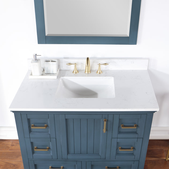 Altair Isla 42" Single Bathroom Vanity Set with Composite Aosta White Stone Countertop