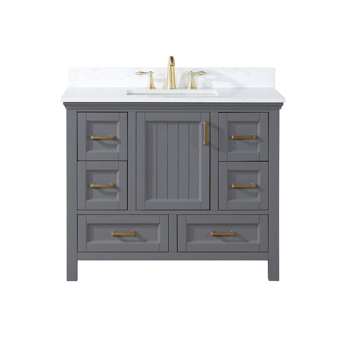 Altair Isla 42" Single Bathroom Vanity Set with Composite Aosta White Stone Countertop