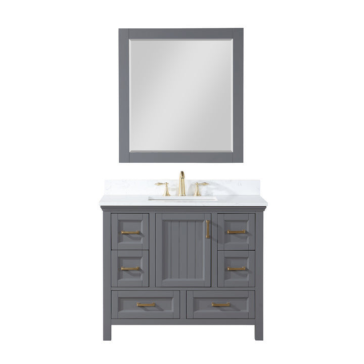 Altair Isla 42" Single Bathroom Vanity Set with Composite Aosta White Stone Countertop