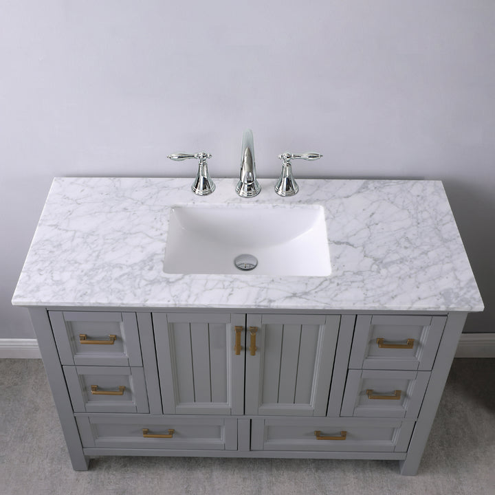 Altair Isla 48" Single Bathroom Vanity Set with Carrara White Marble Countertop