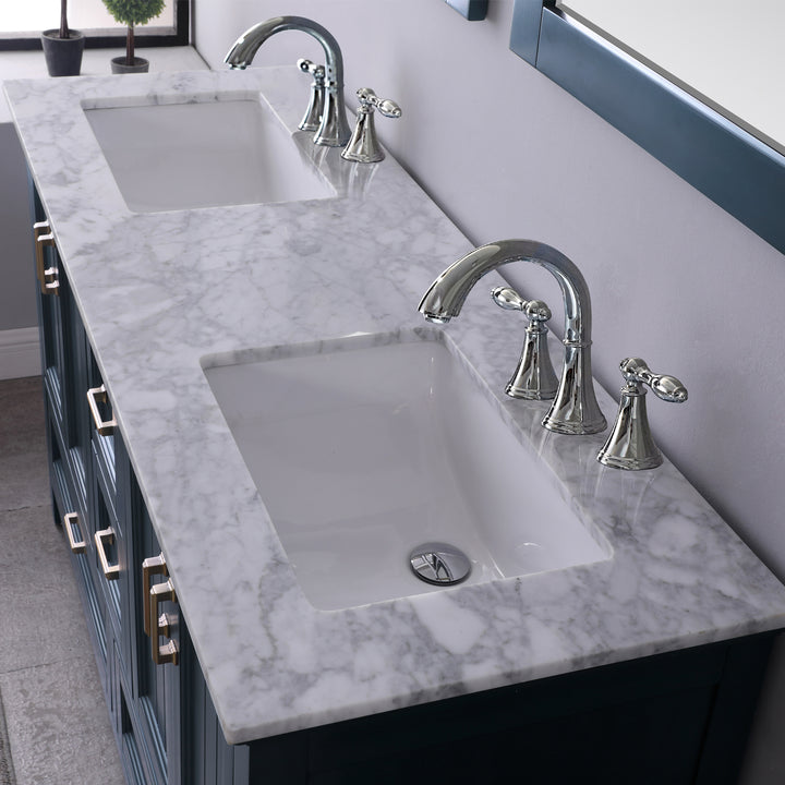 Altair Isla 60" Double Bathroom Vanity Set with Carrara White Marble Countertop