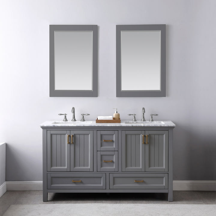 Altair Isla 60" Double Bathroom Vanity Set with Carrara White Marble Countertop