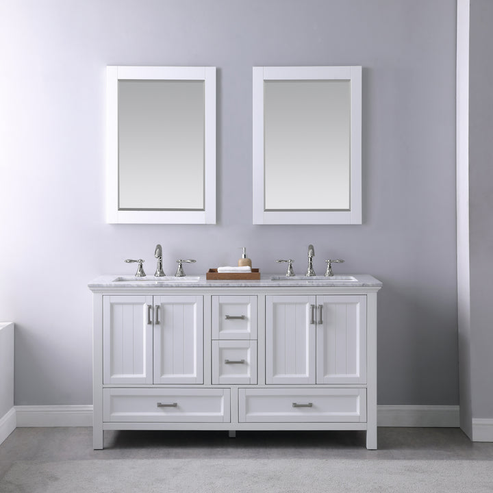 Altair Isla 60" Double Bathroom Vanity Set with Carrara White Marble Countertop