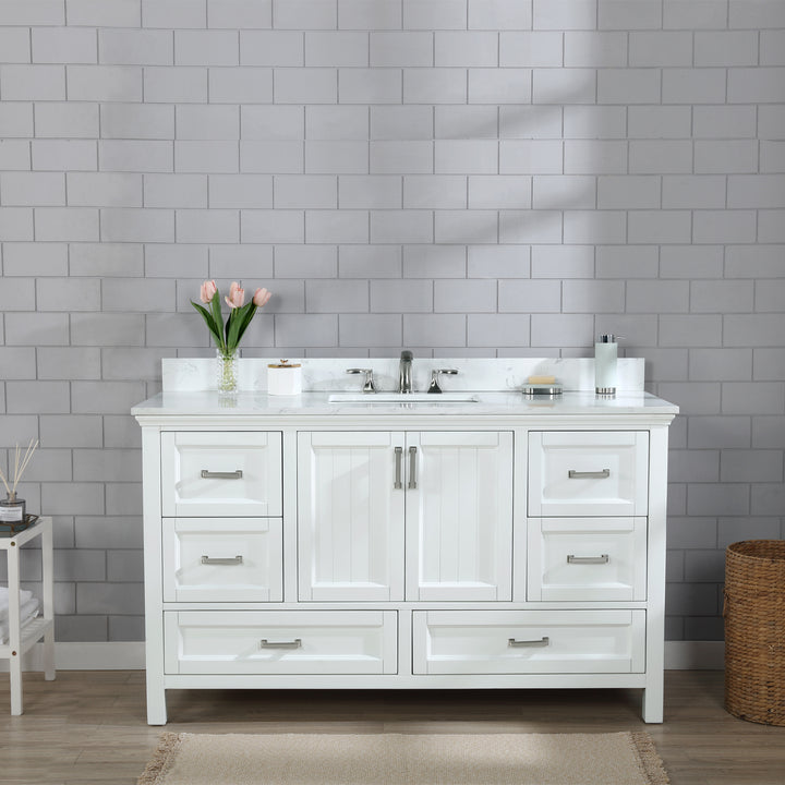 Altair Isla 60" Single Bathroom Vanity Set with White Composite Aosta Marble Countertop