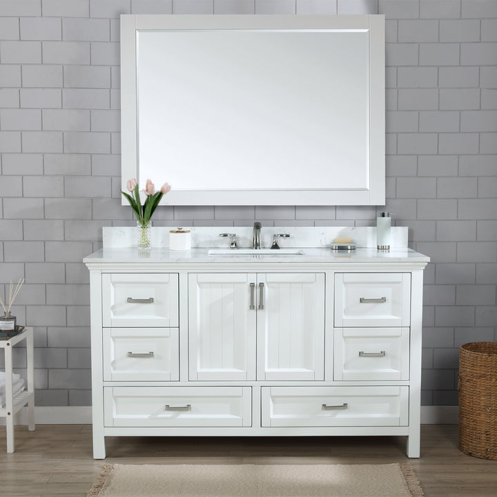 Altair Isla 60" Single Bathroom Vanity Set with White Composite Aosta Marble Countertop