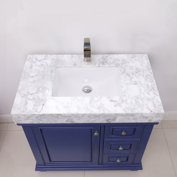 Altair Jardin 36" Single Bathroom Vanity Set with Carrara White Marble Countertop