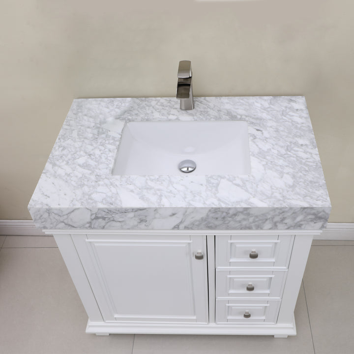 Altair Jardin 36" Single Bathroom Vanity Set with Carrara White Marble Countertop