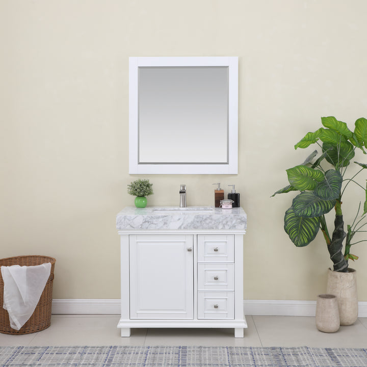 Altair Jardin 36" Single Bathroom Vanity Set with Carrara White Marble Countertop