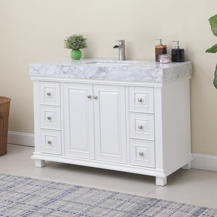 Altair Jardin 48" Single Bathroom Vanity Set with Carrara White Marble Countertop