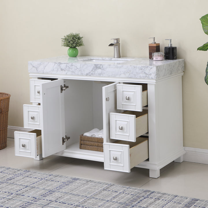 Altair Jardin 48" Single Bathroom Vanity Set with Carrara White Marble Countertop