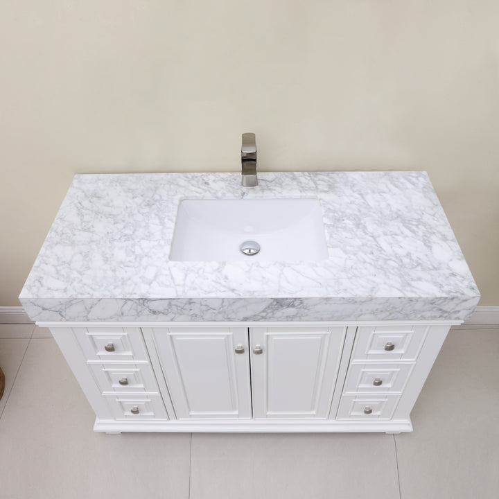 Altair Jardin 48" Single Bathroom Vanity Set with Carrara White Marble Countertop