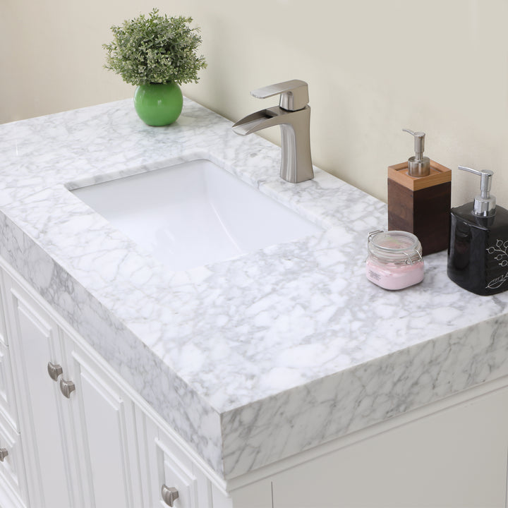 Altair Jardin 48" Single Bathroom Vanity Set with Carrara White Marble Countertop