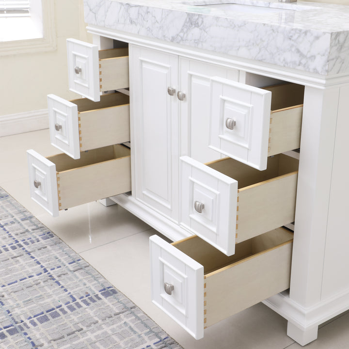 Altair Jardin 48" Single Bathroom Vanity Set with Carrara White Marble Countertop