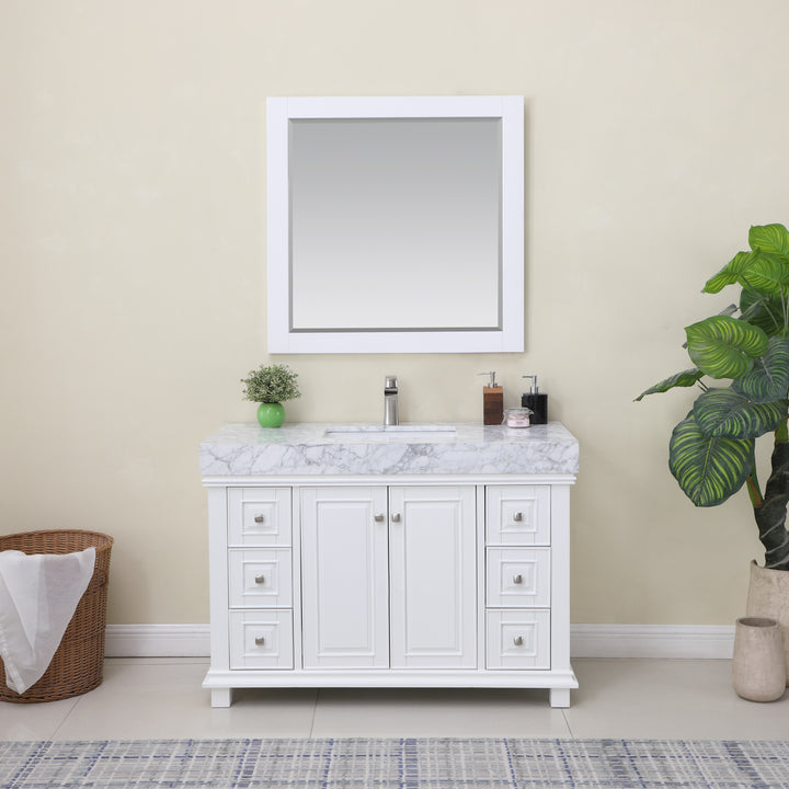 Altair Jardin 48" Single Bathroom Vanity Set with Carrara White Marble Countertop