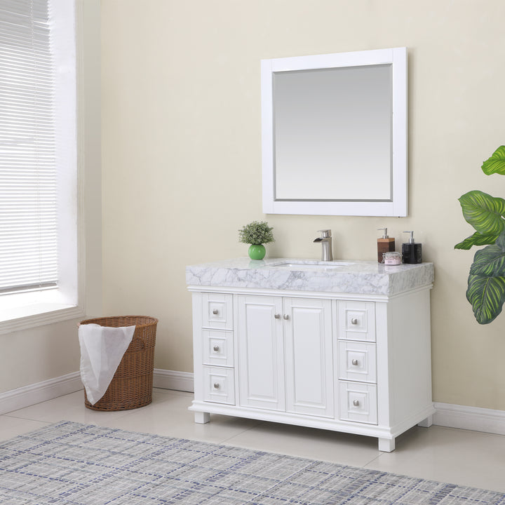 Altair Jardin 48" Single Bathroom Vanity Set with Carrara White Marble Countertop