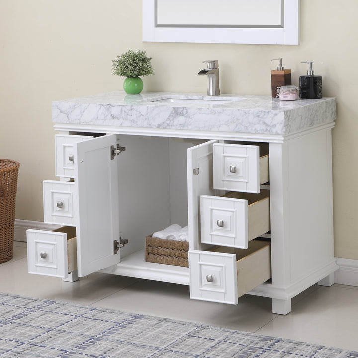 Altair Jardin 48" Single Bathroom Vanity Set with Carrara White Marble Countertop