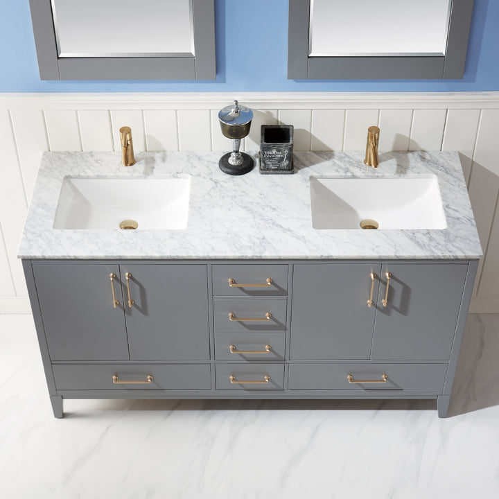 Altair Sutton 60" Double Bathroom Vanity Set with Marble Countertop