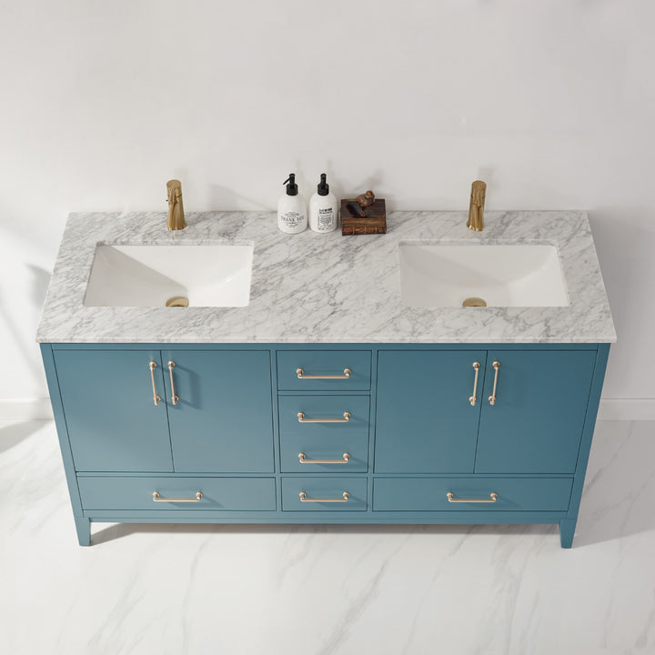 Altair Sutton 60" Double Bathroom Vanity Set with Marble Countertop