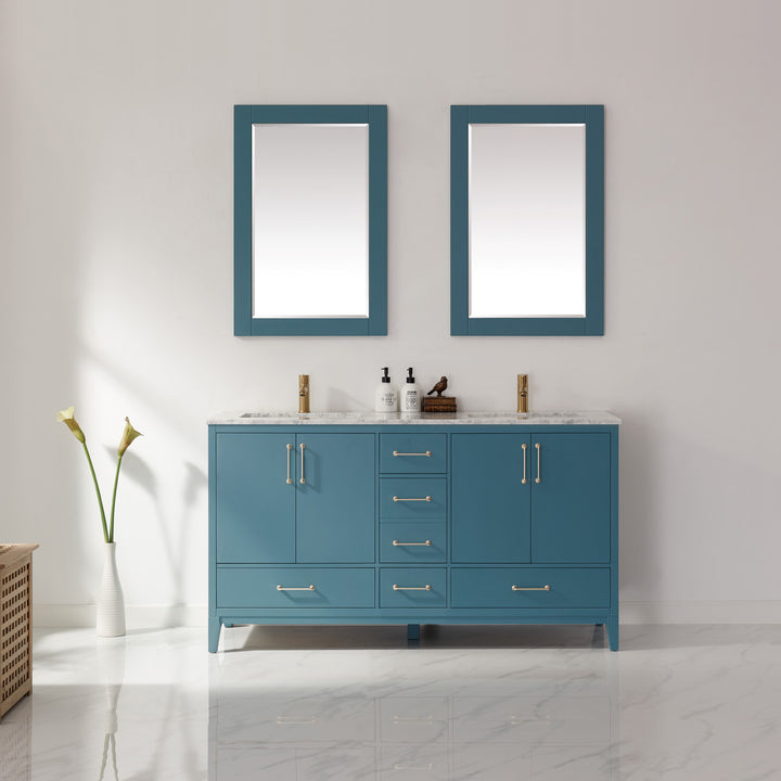 Altair Sutton 60" Double Bathroom Vanity Set with Marble Countertop