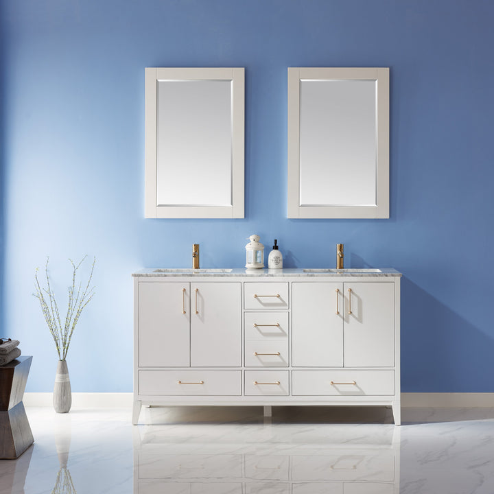 Altair Sutton 60" Double Bathroom Vanity Set with Marble Countertop