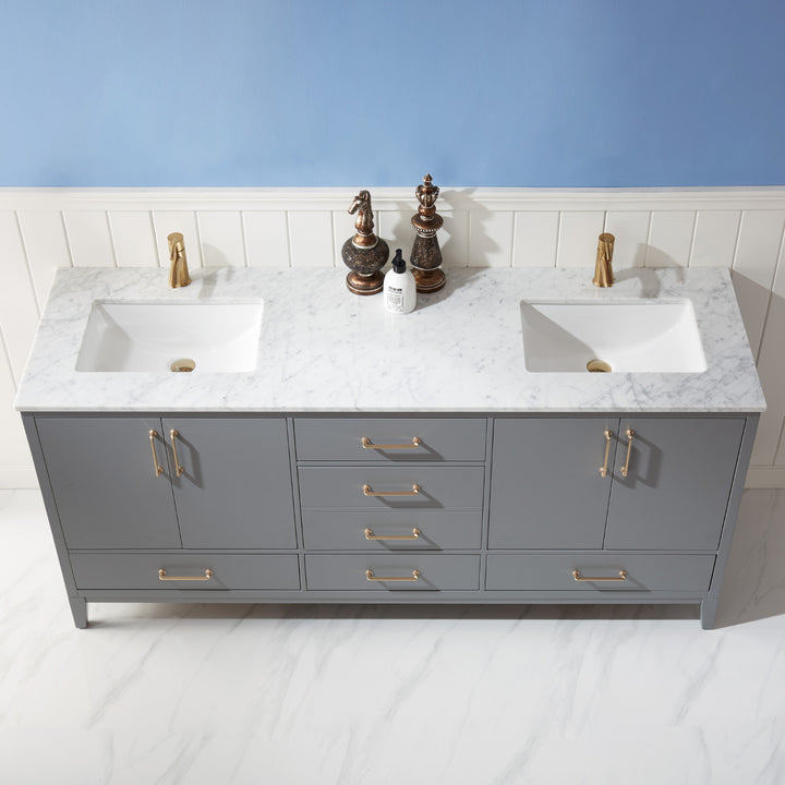 Altair Sutton 72" Double Bathroom Vanity Set with Marble Countertop