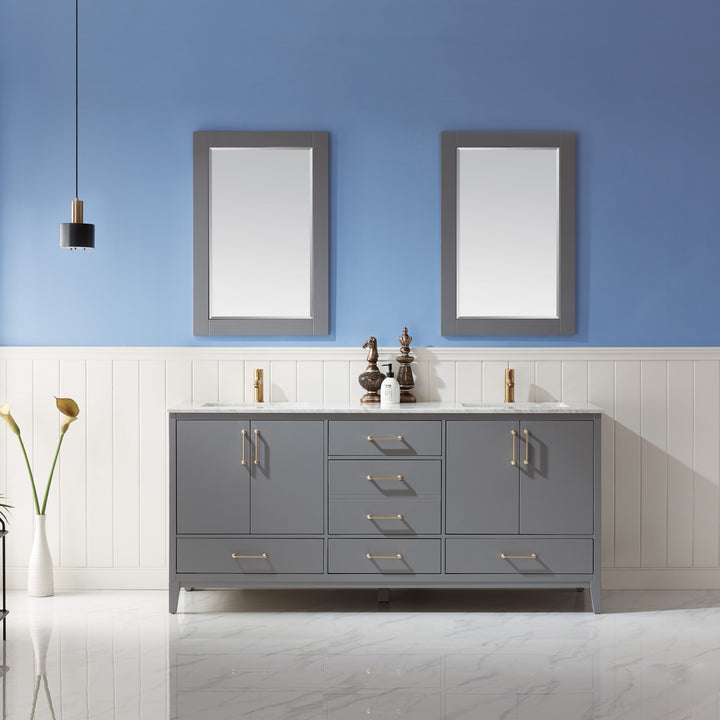 Altair Sutton 72" Double Bathroom Vanity Set with Marble Countertop