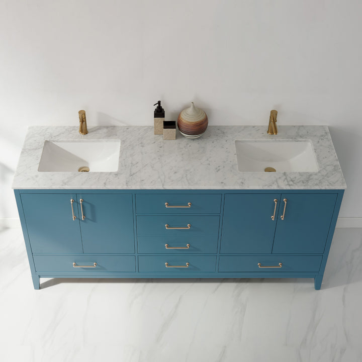 Altair Sutton 72" Double Bathroom Vanity Set with Marble Countertop