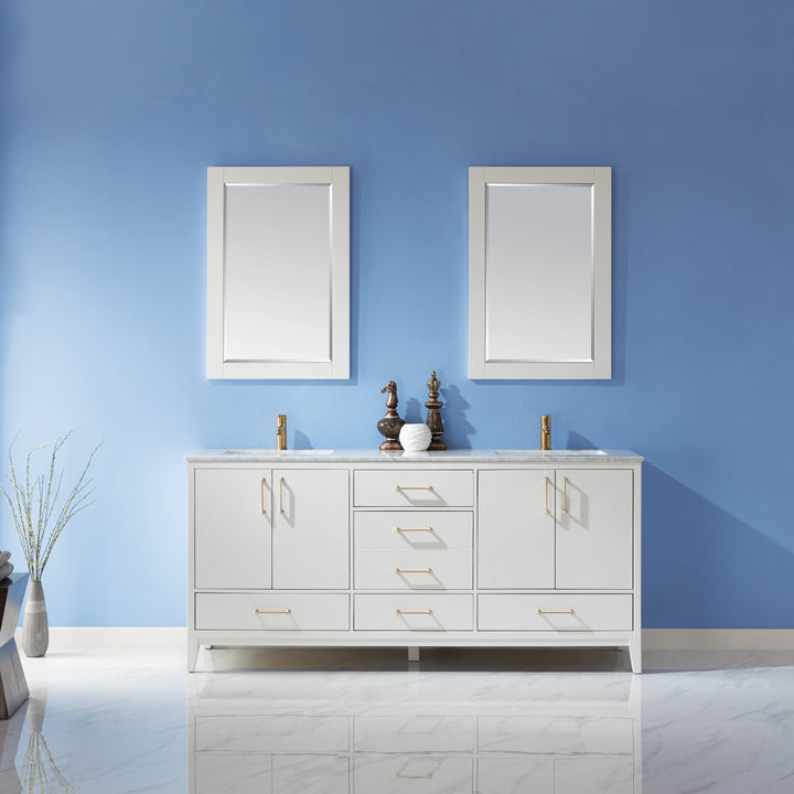 Altair Sutton 72" Double Bathroom Vanity Set with Marble Countertop