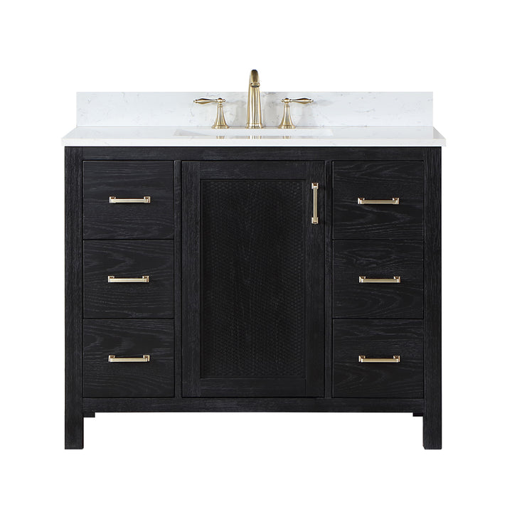 Altair Wildy Hadiya 42" Single Bathroom Vanity Set with Aosta White Composite Stone Countertop)