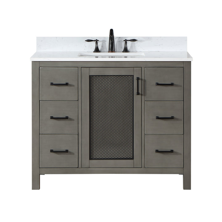 Altair Wildy Hadiya 42" Single Bathroom Vanity Set with Aosta White Composite Stone Countertop)