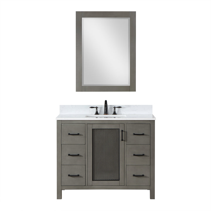 Altair Wildy Hadiya 42" Single Bathroom Vanity Set with Aosta White Composite Stone Countertop)