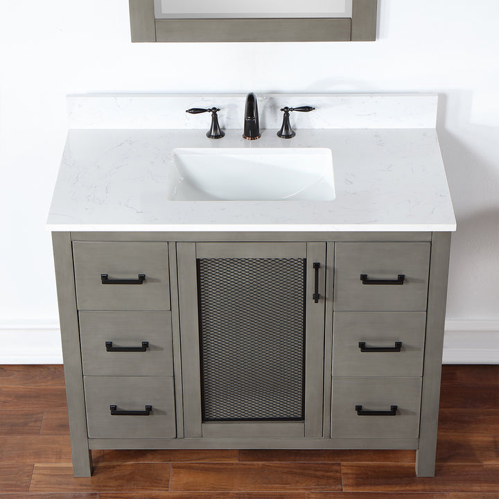 Altair Wildy Hadiya 42" Single Bathroom Vanity Set with Aosta White Composite Stone Countertop)