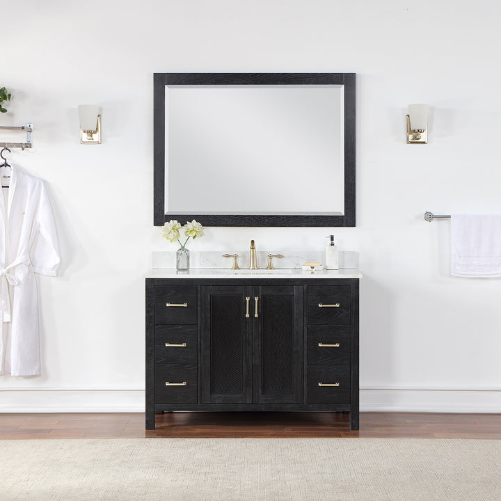 Altair Hadiya 48" Single Bathroom Vanity Set with Aosta White Composite Stone Countertop