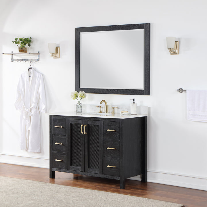 Altair Hadiya 48" Single Bathroom Vanity Set with Aosta White Composite Stone Countertop