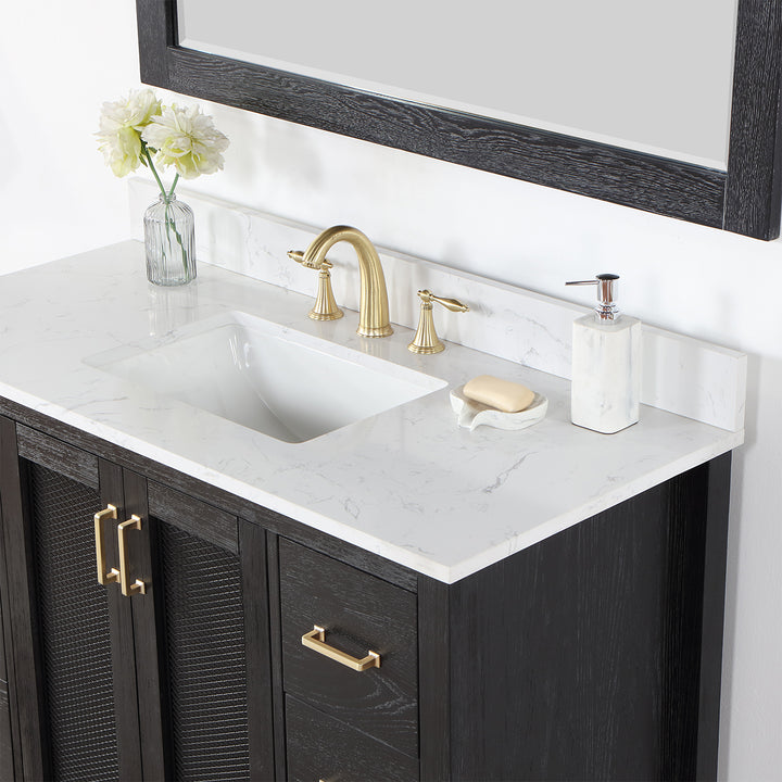 Altair Hadiya 48" Single Bathroom Vanity Set with Aosta White Composite Stone Countertop