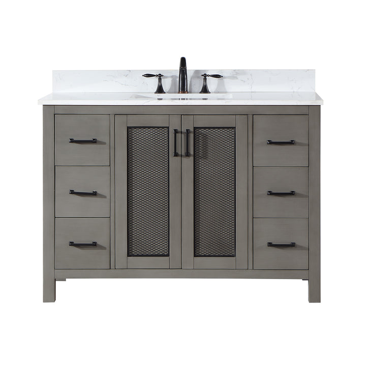 Altair Hadiya 48" Single Bathroom Vanity Set with Aosta White Composite Stone Countertop