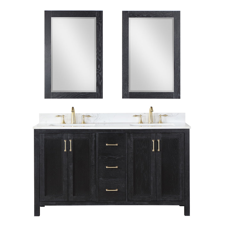 Altair Hadiya 60" Double Bathroom Vanity Set with Aosta White Composite Stone Countertop