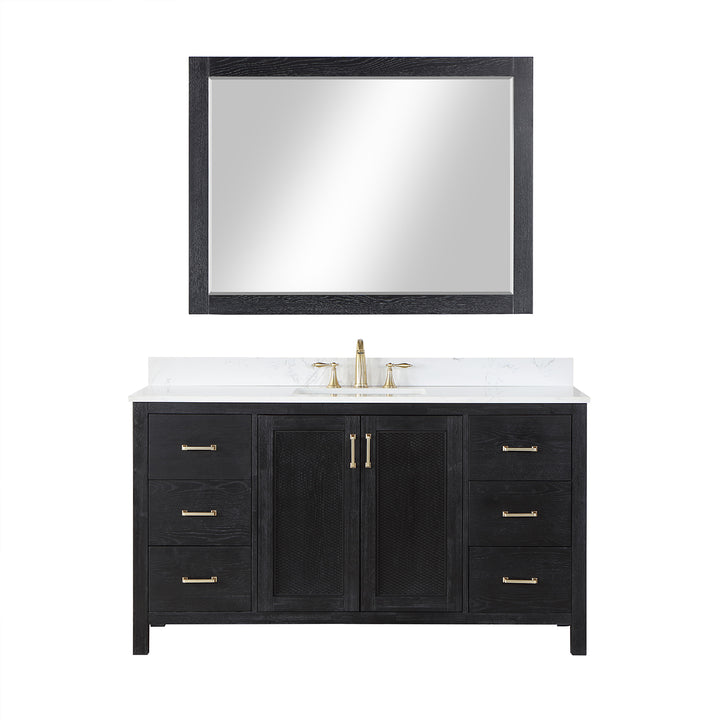 Atlair Hadiya 60" Single Bathroom Vanity Set with Aosta White Composite Stone Countertop