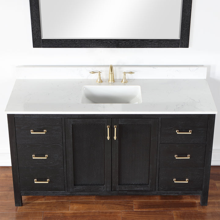 Atlair Hadiya 60" Single Bathroom Vanity Set with Aosta White Composite Stone Countertop