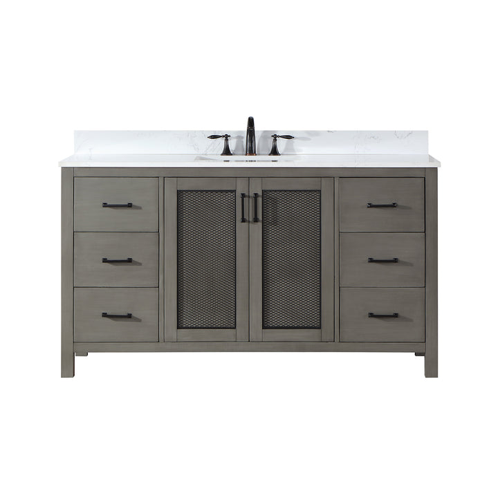 Atlair Hadiya 60" Single Bathroom Vanity Set with Aosta White Composite Stone Countertop