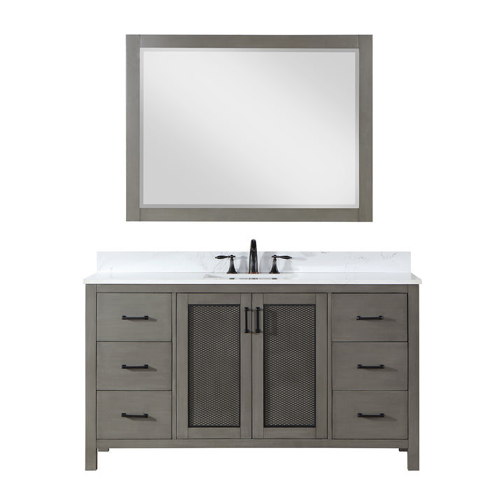 Atlair Hadiya 60" Single Bathroom Vanity Set with Aosta White Composite Stone Countertop