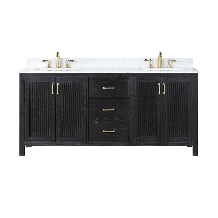 Altair Hadiya 72" Double Bathroom Vanity Set with Aosta White Composite Stone Countertop