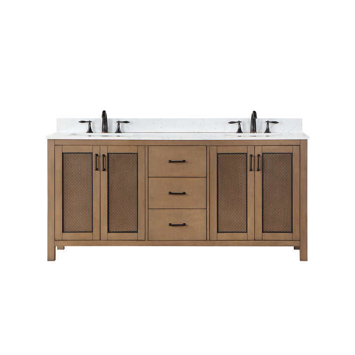 Altair Hadiya 72" Double Bathroom Vanity Set with Aosta White Composite Stone Countertop