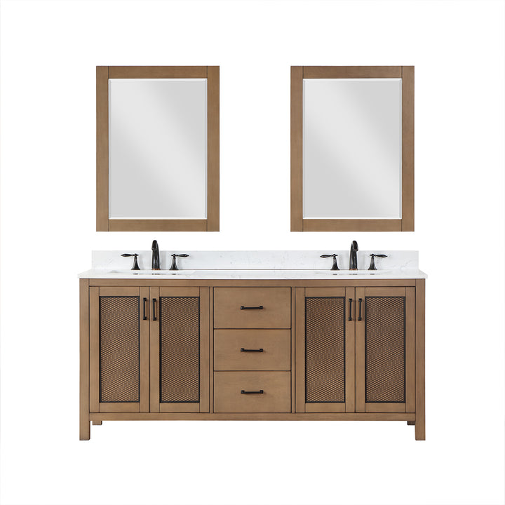 Altair Hadiya 72" Double Bathroom Vanity Set with Aosta White Composite Stone Countertop